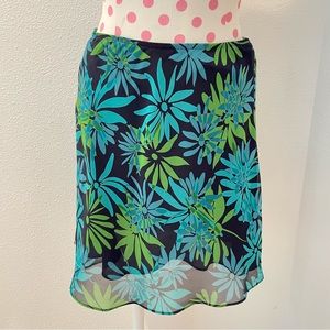 Express Floral Skirt Women’s Small Blue Green Midi